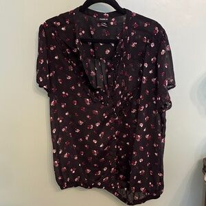 Torrid Black and Pink Floral Blouse
